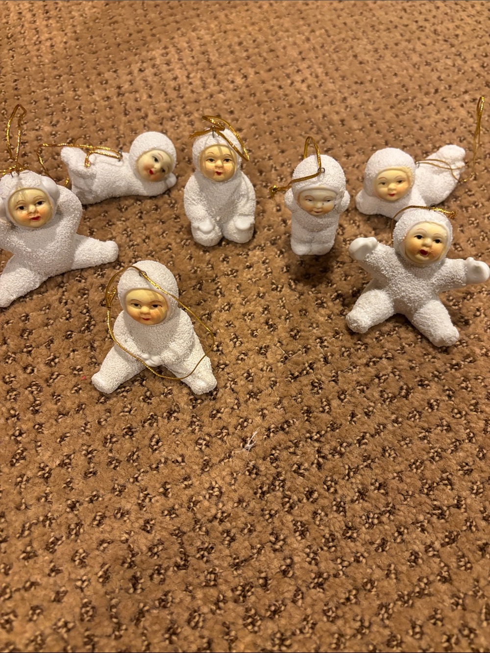White Textured Baby Angel Ornaments - Brand Unknown set of 7